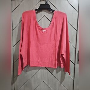 Auden Coral Ribbed Knit Top